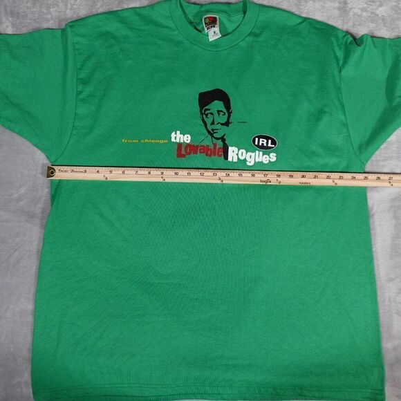 Vintage The Lovable Rogues Music Group T Shirt Mens 2XL Chicago Green Y2K - Picture 5 of 6